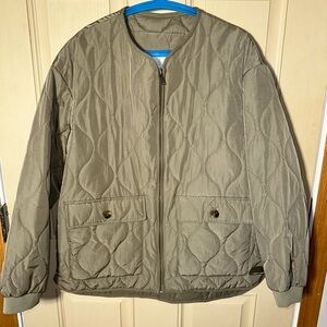 Joie Women's Full Zip Quilted Bomber Jacket in Olive Size Medium